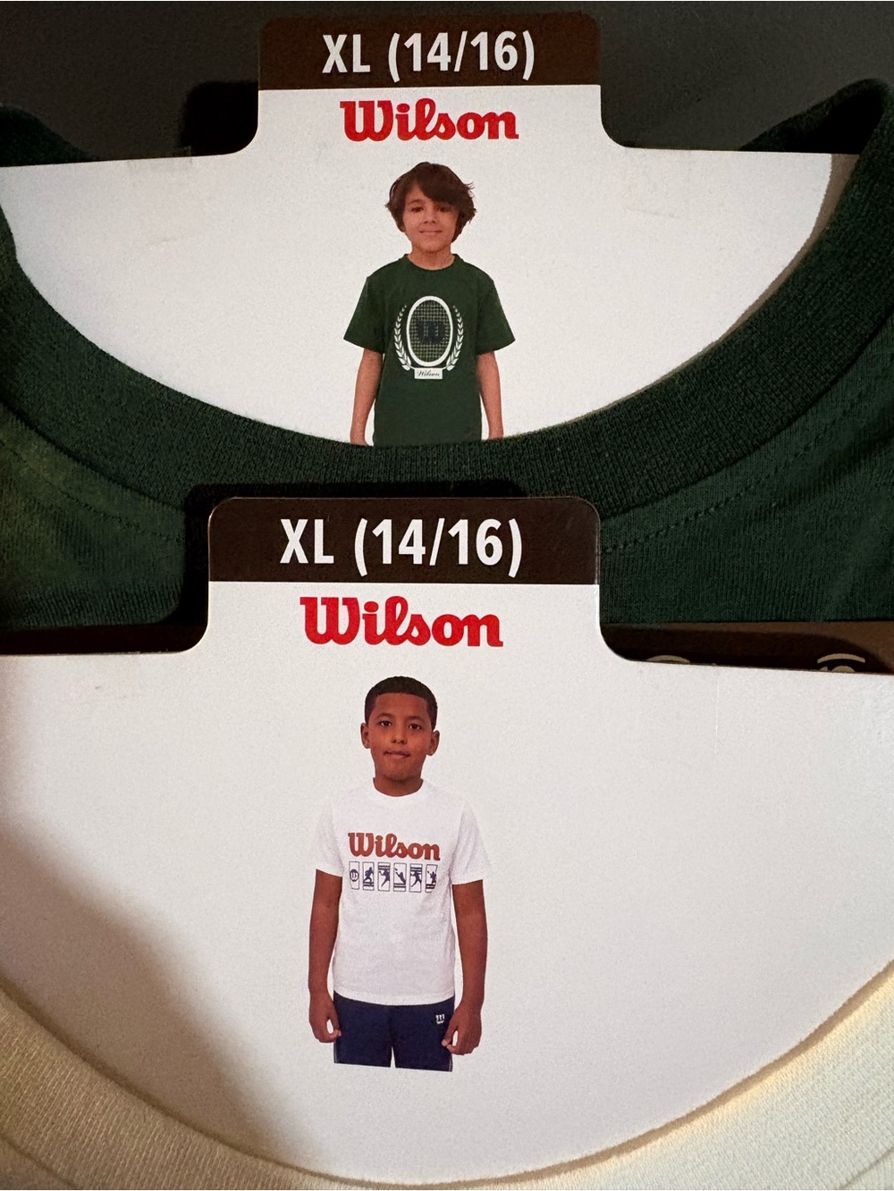 Wilson Kids Short-Sleeve Tees in Green & White